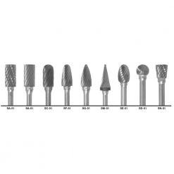1/4 in. Dia Standard Cut Carbide Burr Set with 1/8 in. Steel Shanks Set (9-Piece) by CLE-LINE