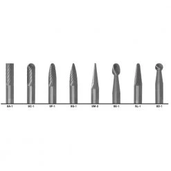 1/4 in. Dia Standard Cut Carbide Burr Set with 1/4 in. Carbide Shanks Set (8-Piece) by CLE-LINE