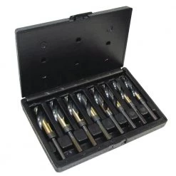 1877 High Speed Steel 1/2 in. Reduced Shank with Flat Black and Gold 9/16 in. - 1 in. x 16 Bit Set (8-Piece) by CLE-LINE