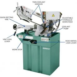 7" x 8-1/4" Swivel Metal-Cutting Bandsaw by Grizzly Industrial -Cheap Milton Store grizzly industrial stationary band saws g0613 c3 1000